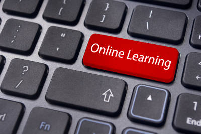 Red Online Learning Button on Keyboard